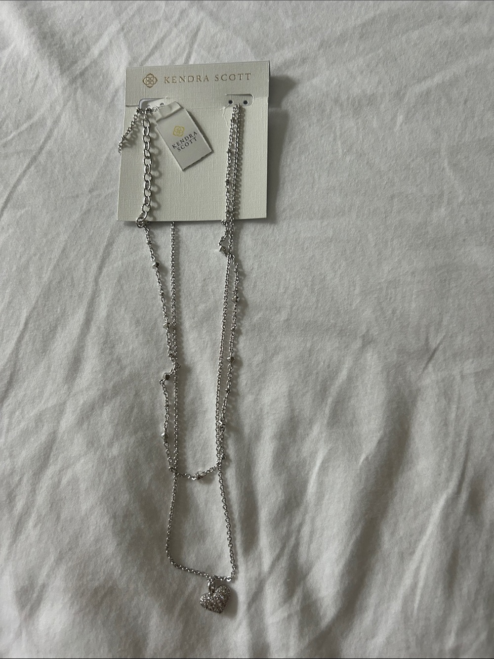 Kendra Scott Silver Multi-Layer Heart Pendant Necklace